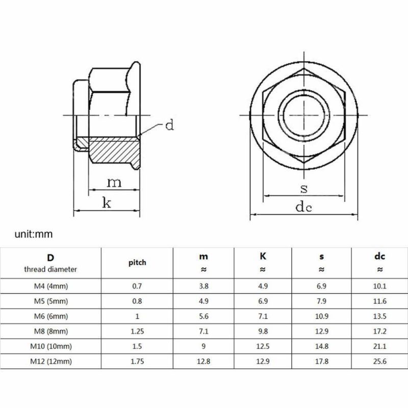 China Supplier M4-M12 304 Stainless Steel Prevailing Torque Type All Metal Insert Hexagon Lock Nut with Flange Hex Self Locking GB6187