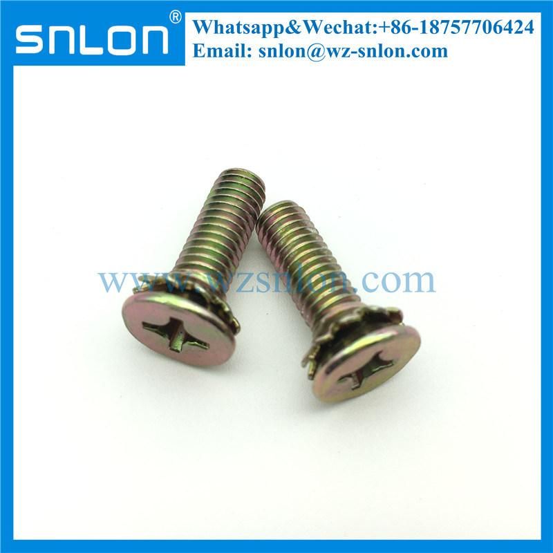 Yellow Zinc Steel Phillip Head Screw with Serrated Washer