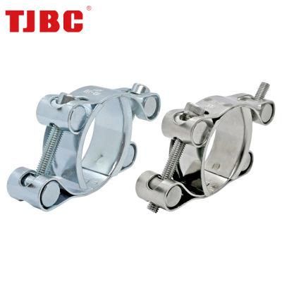 W1 Galvanized Iron Adjustable Heavy Duty Hose Clip, Double Bolts and Double Bands Super Pipe Clamp for Automotive, 80-90mm