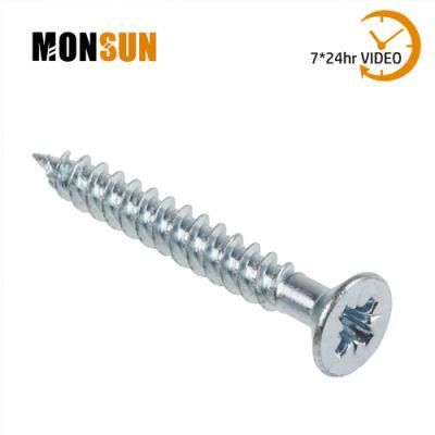DIN 7997 Cross Recess Countersunk Head Clear Zinc Steel Single Thread Chipboard Wood Screws