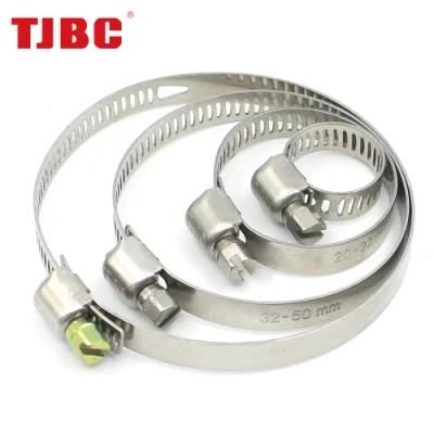 OEM&ODM 8mm Perforated Adjustable All Stainless Steel Small American Type Automotive Water/Gas/Oil Pipe Worm Gear Hose Clamp, 11-20mm