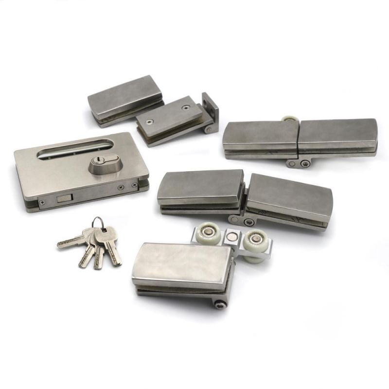 Frameless Glass Folding Door Partition Stainless Steel Patch Fitting Set