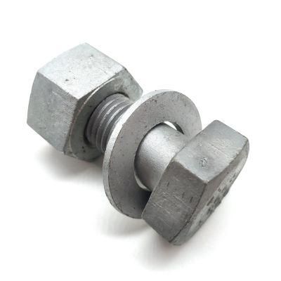 Grade 6.8 5.8 M8 M20 Hot DIP Galvanized Electric Power Fitting Hex Bolt with Flat Washer and Hex Nut