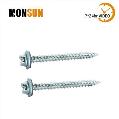 Zinc Plated Slotted Hex Washer Head Self Piercing Roofing Screw W/ Neo