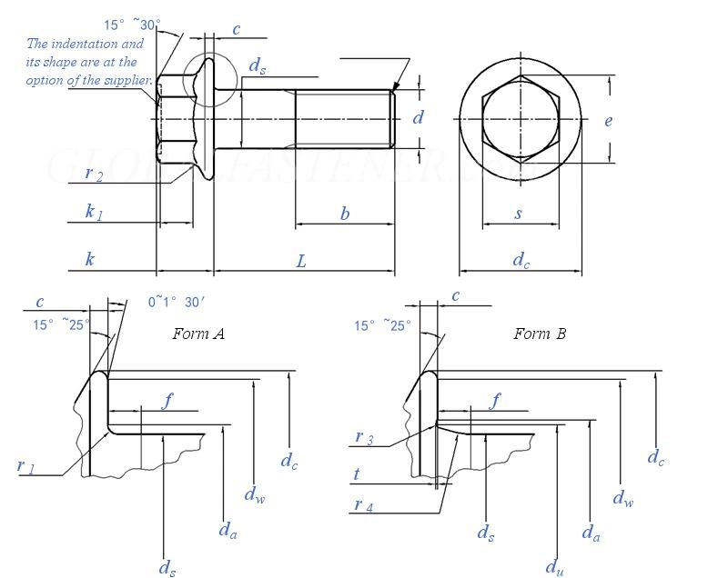 Hex Flange Bolt with Serrated Class 8.8 Dacromet Made in China