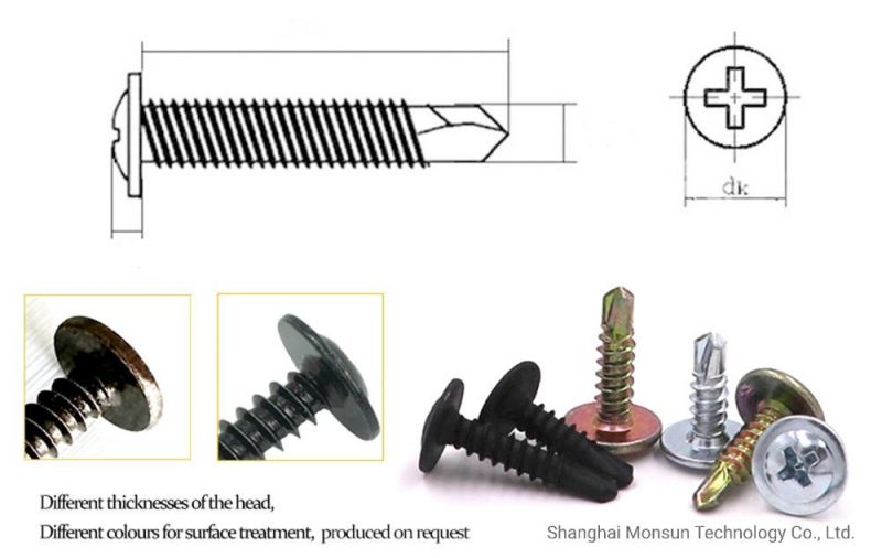 Modified Truss Head Clear Blue Zinc Plated Carbon Steel Self Drilling Point K-Lath Screws/Profile Joining Screw