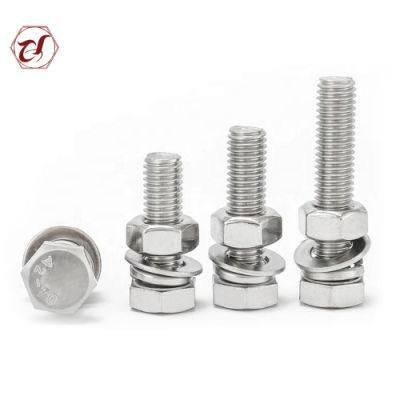 316 Stainless Steel Bolt with Nut and Washer 304 Hexagon Bolt