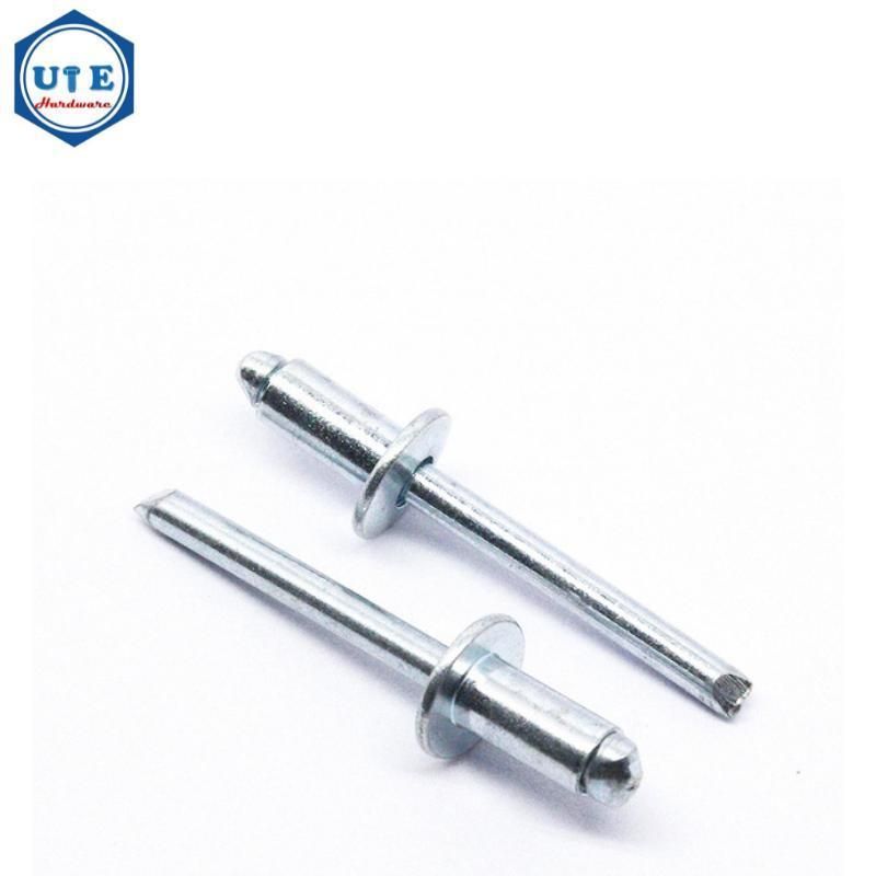 All Steel Open End Dome Head Blind Rivets DIN7337 Zinc Plated