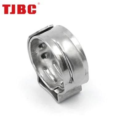 304ss Stainless Steel Pipe Tubing Clamp Single Ear Round Ring Safety Stepless Hydraulic Air Hose Clamp, Spring Hose Clips, 8.8-10.5mm