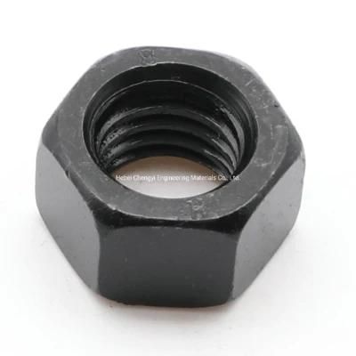 OEM Customized Black Hex Nut DIN934 Normal Nut with a Threaded Hole Attached to a Bolt
