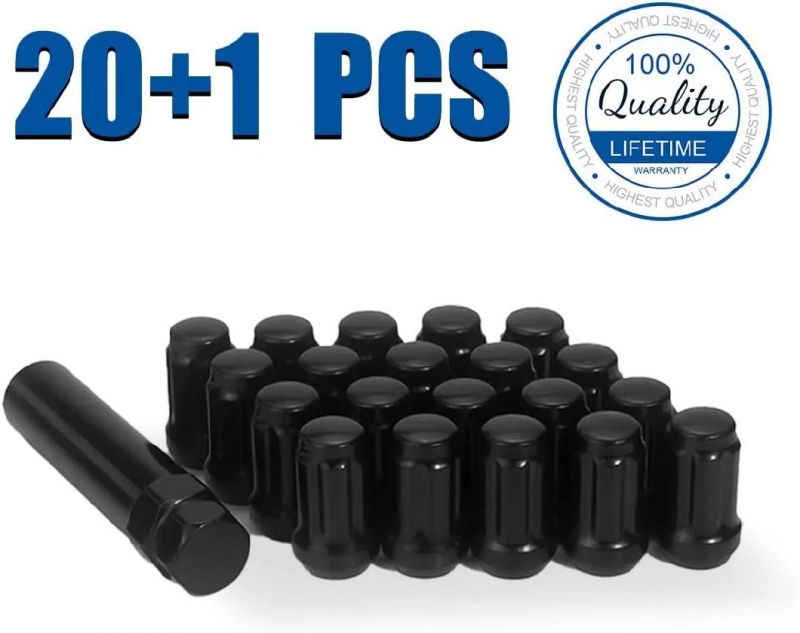 Black Acorn Spline 1.38" Tall 3/4" M12X1.5 Lug Nuts with 20+1