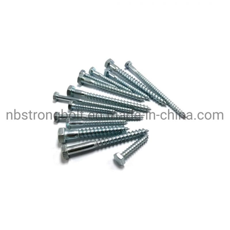 DIN571 Hex Head Lag Screws Hex Wood Screws M6X50 with Zinc Palted