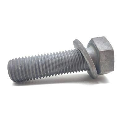 Carbon Steel DIN960 961 Grade 4.8 6.8 8.8 M20 M24 HDG Hex Bolt with Flat Washer for Power