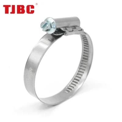 12mm German Type Stainless Steel Worm Drive Hose Clamp Without Welded Housing, Adjustable Non-Perforated Pipe Tube Clip for Automotive, 30-45mm