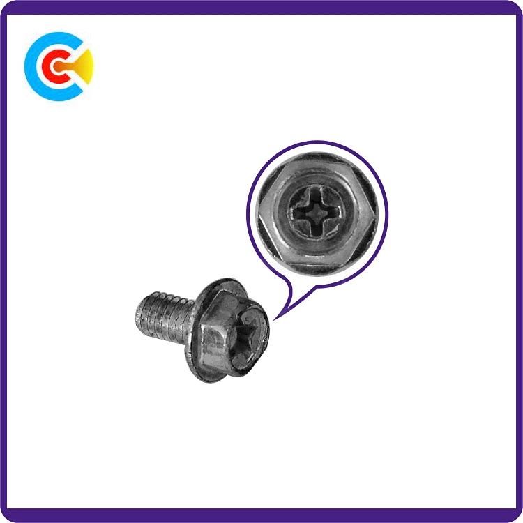 DIN/ANSI/BS/JIS Carbon-Steel/Stainless-Steel Crossed Hexagonal Flanged Triangular Teeth Screw for Building