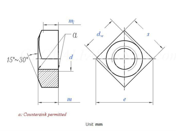 Carbon Stainless Steel High Strength Square Head Zinc Plated Nut and Bolt Stainless Steel DIN557