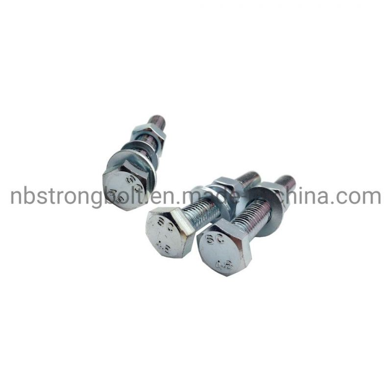 DIN933 Hex Bolt DIN127b Spring Washer Gr. 4.8 with White Zinc Plated Cr3+