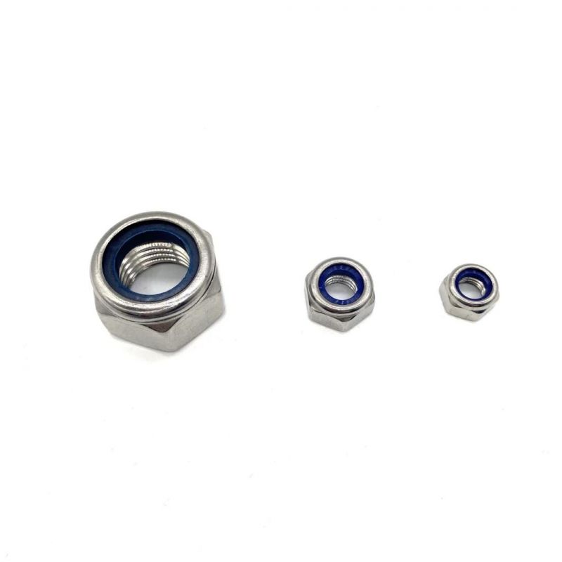 Fasteners Manufacturers 304 316 Stainless Steel DIN 985 Hexagon Blue Nylon Insert Hex Lock Nut