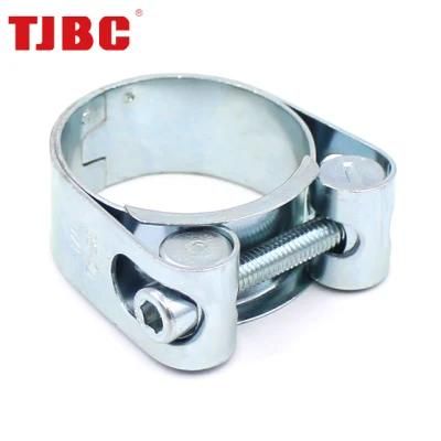 W1 Zinc Plated Steel White Galvanized Heavy Duty Single Bolt Unitary Hose Clamp with Double Layers Robust Bands for Exhaust Pipe, 125-130mm