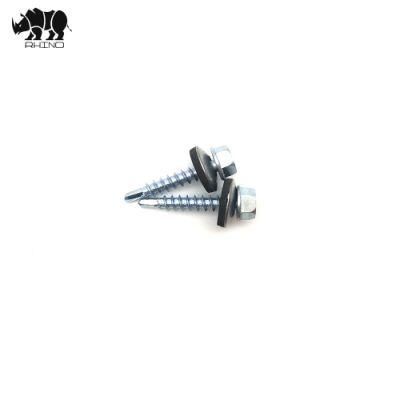 Factory Roofing Screw with #1 Tail Galvanized Hex Washer Head Drilling Screw with Taiwan Quality with Bonded Washer O. D. 16mm