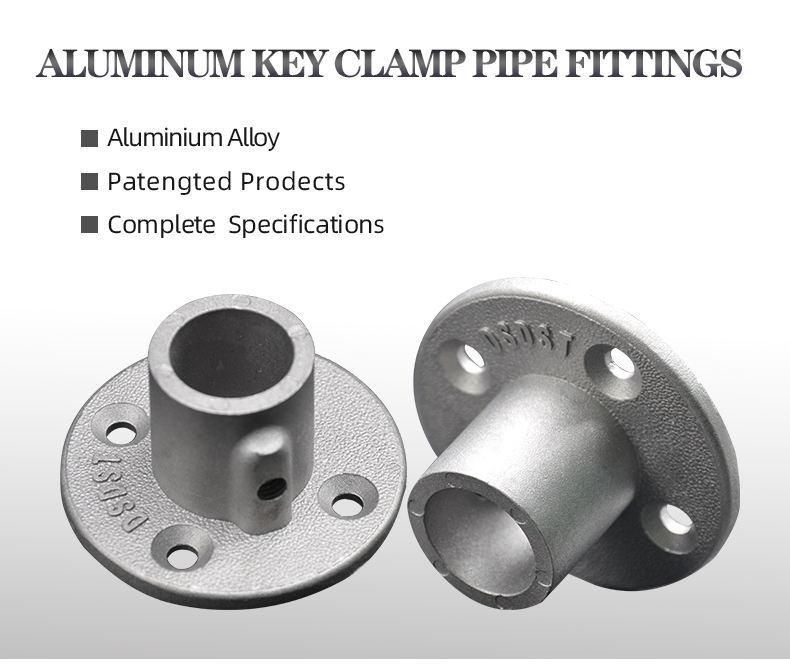 Base Floor Flange Aluminium Key Clamp Pipe Fittings Connector Pipes Wall Shelf Brackets