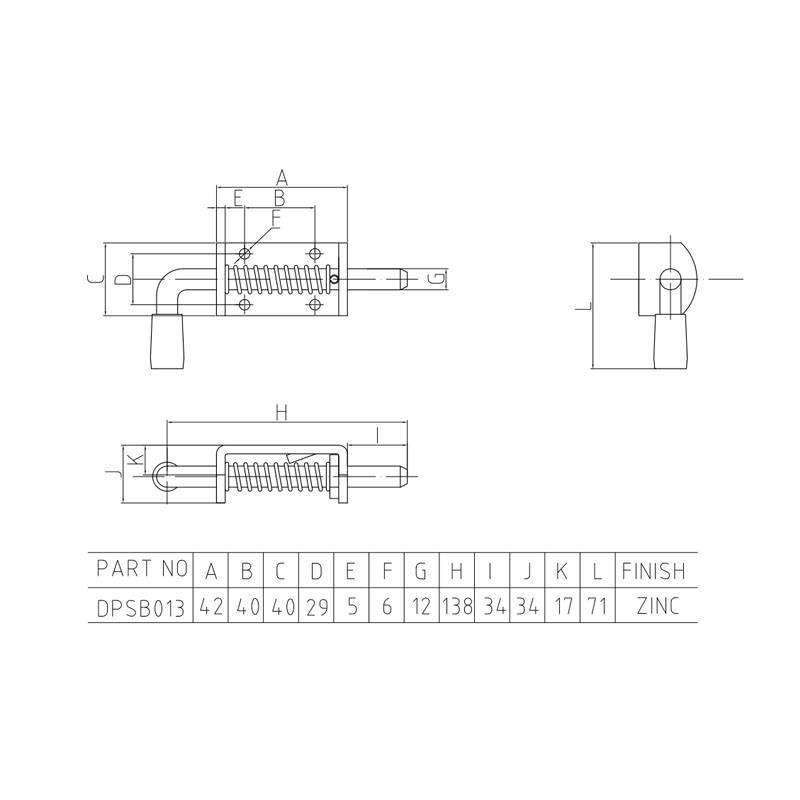 Spring Loaded Latch Shoot Bolt
