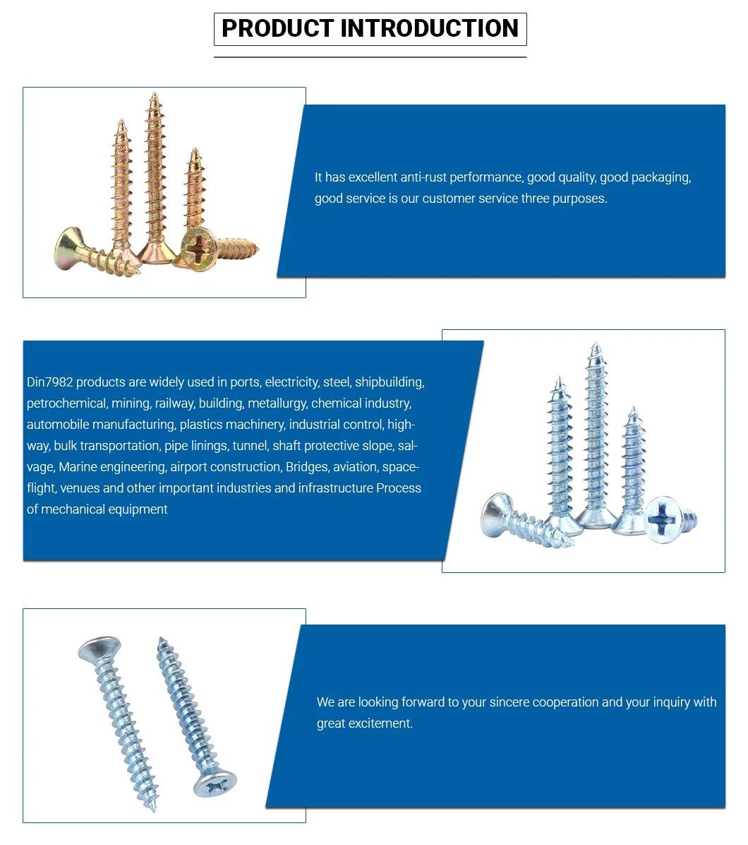 Carbon Steel Zinc Plated DIN7982 Yellow Self-Tapping Screw