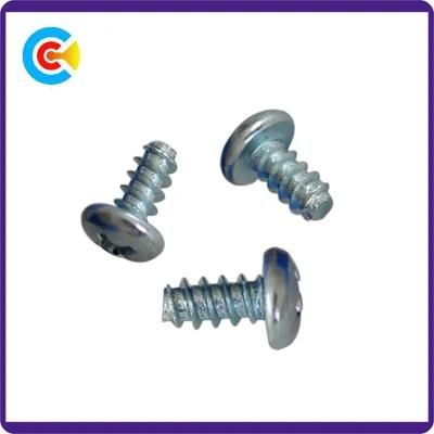 DIN/ANSI/BS/JIS Carbon-Steel/Stainless-Steel 4.8/8.8/10.9 Flat Tail Phillips/Cross Pan Head Self-Tapping Screws