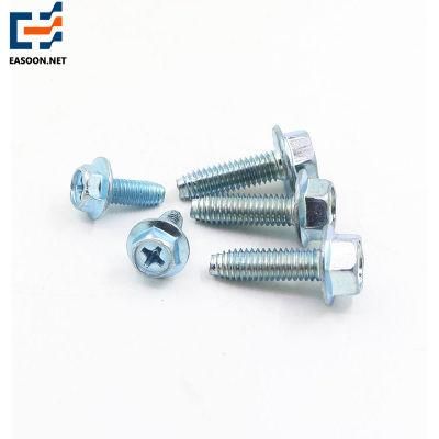 Stainless Steel 304 Phillips Hex Flange Head Self Tapping Screws M12 Galvanized Cross/Phillips Flange Fastener Hexagon Head Screws with Washer