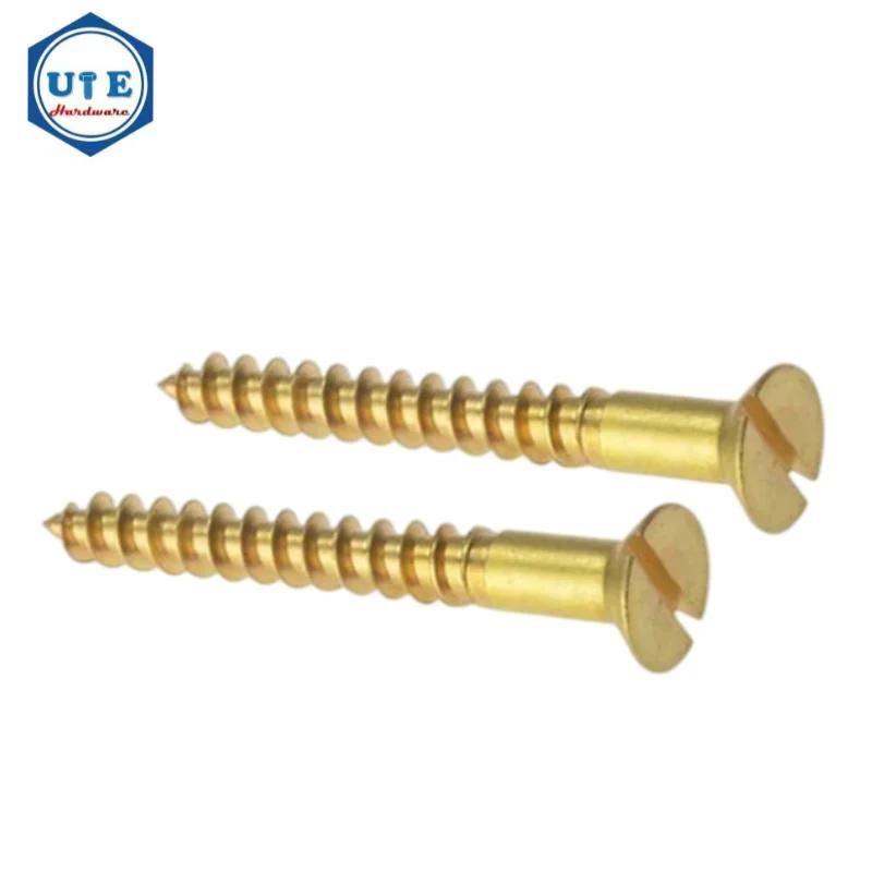 Fastener High Quality DIN97 H62 Brass Alloy Material Flat Head Wood Tapping Screw for Furniturer