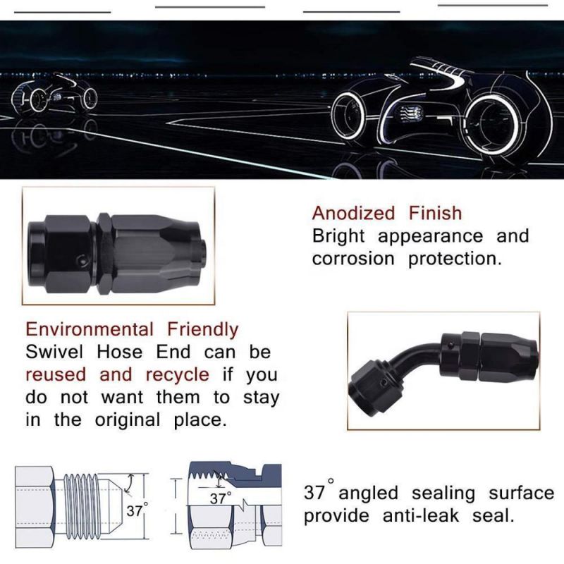 Aluminum Alloy 8an 45 Degree Swivel Fuel Hose End An8 Fitting