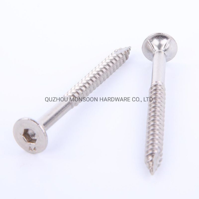Stainless Steel Countersunk Head Hex Recess Screw with Ribs