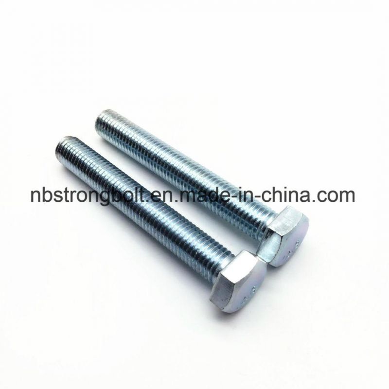 DIN933 Hex Bolt Cl. 4.8 with White Zinc Plated Cr3+ M14X100