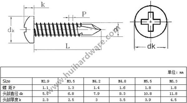 304/316/410 Stainless Steel Philips Flat Head Self Drilling Tek Screw