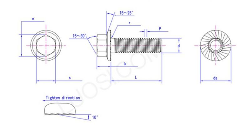 DIN 6921 Stainless Steel Taiwan ASTM Hex Flange Bolt M8