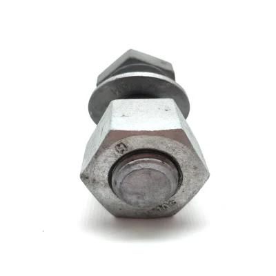 DIN931 Grade 6.8 4.8 5.8 M24 M30 HDG Electric Power Fitting Hex Bolt with Flat Washer and Hex Nut