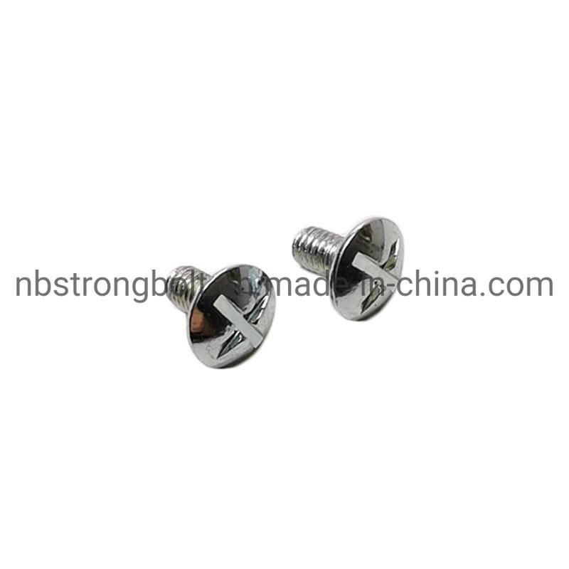 Mushroom Head Slotted Machine Screw with White Zinc Plated Cr3+