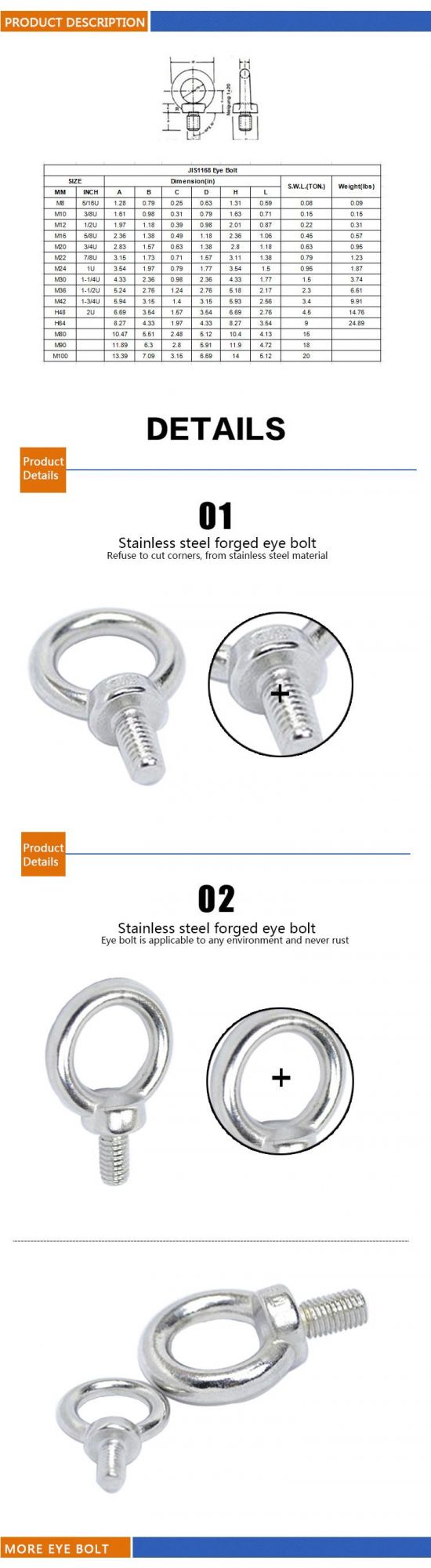 Factory Priceele-Galvanized DIN580 Eye Bolt
