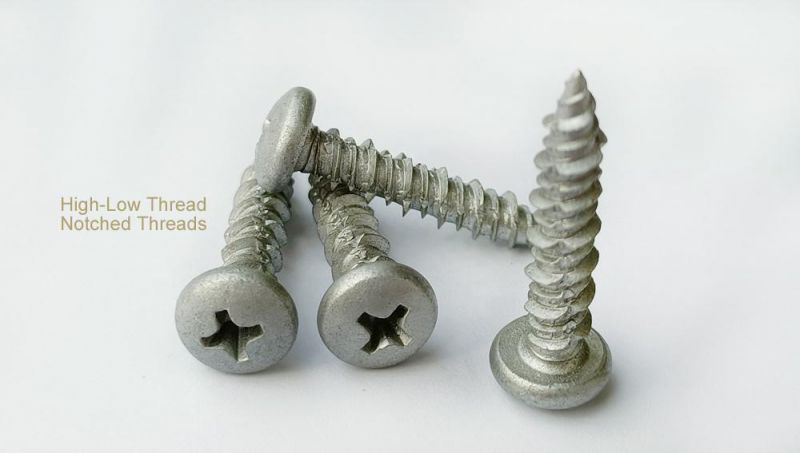 High-Low Thread Cement Board Screw Notched Threads Concrete Screw
