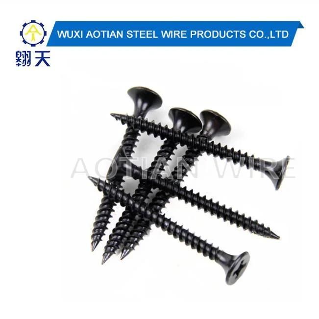 3.5X25mm Drywall Screws Phillips Bugle Head with Cross Recess Steel C1022 Black Phosphated Coating Fine Thread Sharp Point Drywall Screw