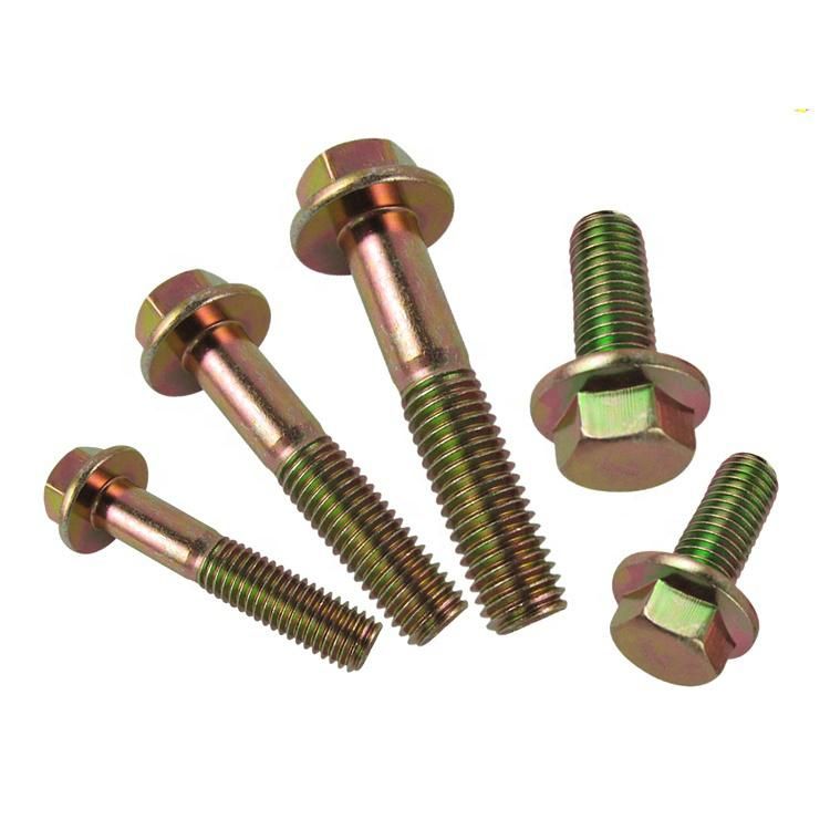DIN6921 Hex Flange Head Bolt Screw Carbon Steel Yellow Zinc Plated Galvanized