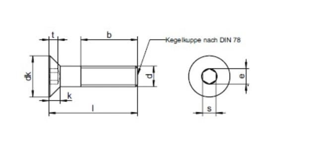 Hexagonal Socket Countersunk Head Cap Screw with Zinc