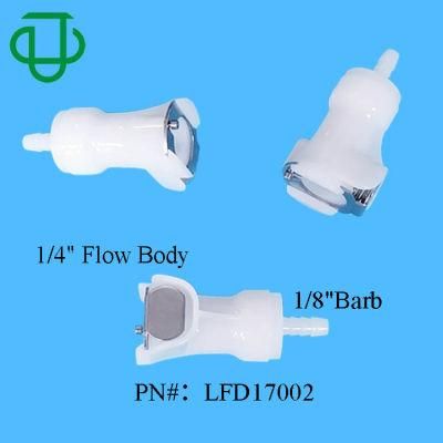 Big Flow 1/8&quot; Hose Barb Valved in-Line Coupling Body Plastic Quick Disconnect Fluid Air Hose Tube Fitting Couplings