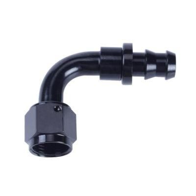 8an 90 Degree Push Lock Hose Fitting End Aluminum Black Adapter