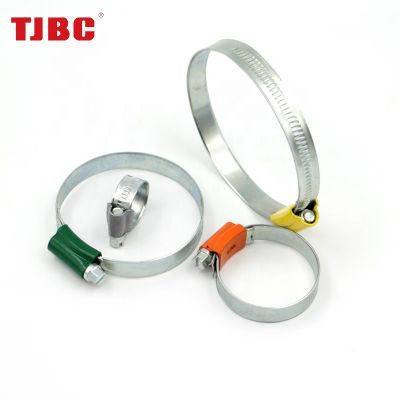 W4 304ss Stainless Steel Adjustable Worm Gear British Type Hose Clip with Tube Housing, 11.7mm Bandwidth, 104--138mm