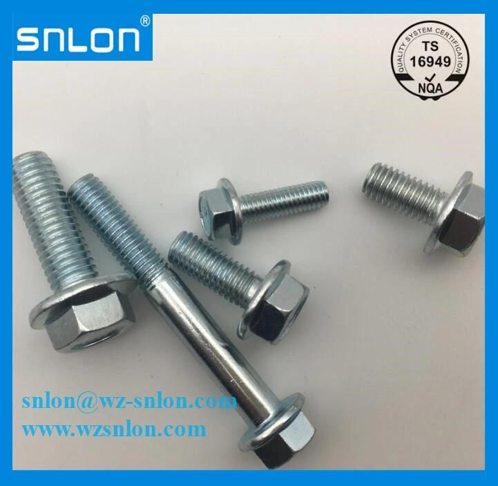 High Quality White Zinc Hex Flange Bolt DIN6921