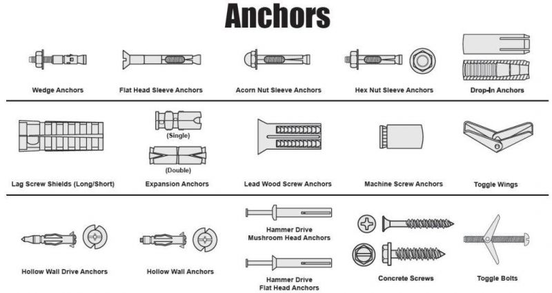 Stainless Steel SS304 SS316 A2-70 A4-80 Factory Expansion Bolt/ Wedge Anchor Bolt/ Drop in Anchor/ Chemical Anchor/ Concret Anchor/Sleeve Anchor/ Hook Anchor