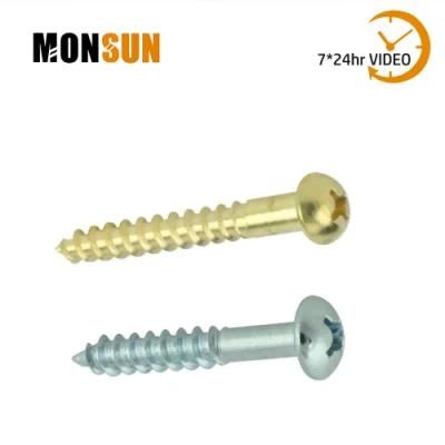 C1022 Round Head Bright Yellow Zinc Plated Wood Screw