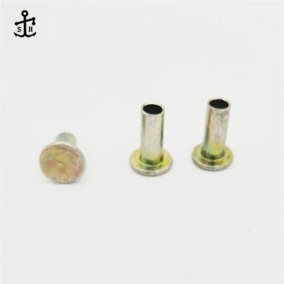 Zinc Coating Metal Flat Head Semi Tubular Rivets for Military Luggage