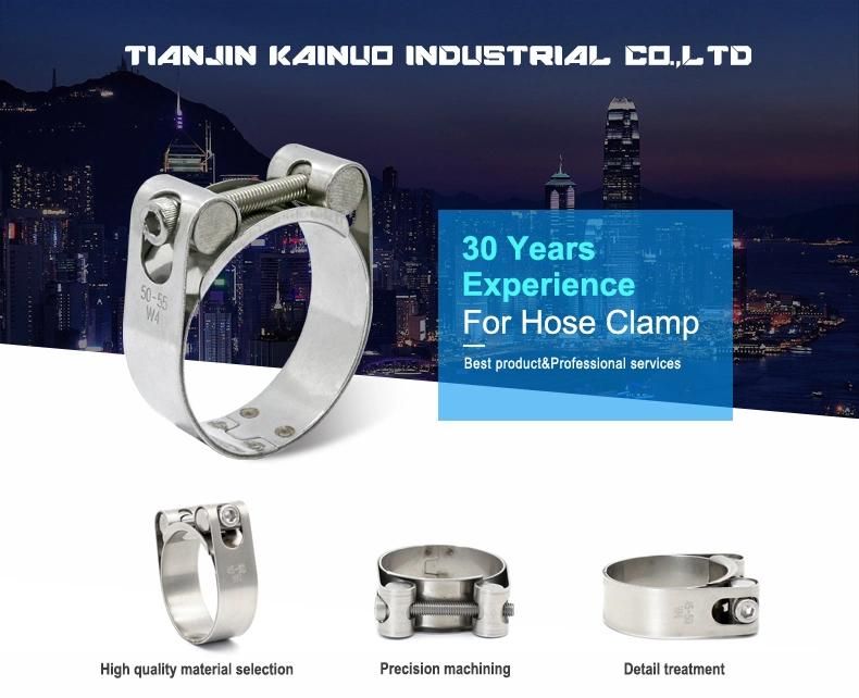 W1 Zinc Plated Steel White Galvanized Heavy Duty Single Bolt Unitary Hose Clamp with Double Layers Robust Bands for Exhaust Pipe, 155-160mm